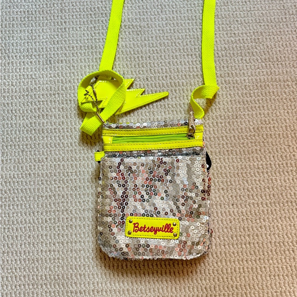 Betsey Johnson Betseyville Sequin Neon Crossbody Bag